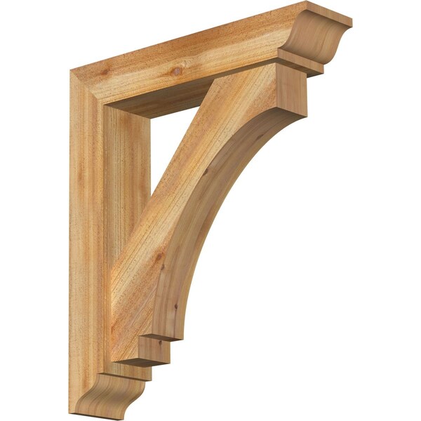 Ekena Millwork Imperial Traditional Rough Sawn Bracket w/ Offset Brace, Western Red Cedar, 6"W x 26"D x 30"H BKT0604X26X30IMP01RWR - main